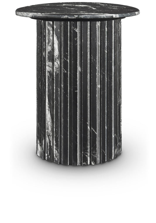 Genoa End Table - Handcrafted Marble Design with Unique Veining, Elegant Art Deco Statement Piece