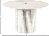 Genoa Dining Table - Handcrafted Marble Elegance with Unique Veining and Art Deco Fluted Base Design