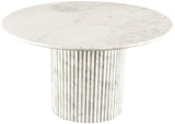 Genoa Dining Table - Handcrafted Marble Elegance with Unique Veining and Art Deco Fluted Base Design