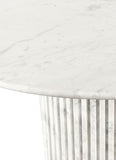 Genoa Dining Table - Handcrafted Marble Elegance with Unique Veining and Art Deco Fluted Base Design