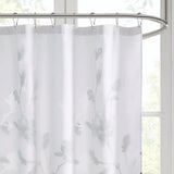 Devore Floral Shower Curtain, Aqua Blue