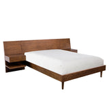 Poplar Solid Wood Bed with 2 Nightstands, Pecan*