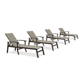 PURPLE LEAF Outdoor Chaise Lounge Chair Patio Pool Lounger Aluminum Chairs with Side Table and Wheels Adjustable Tanning Recliner with Armrests for Outside Backyard Deck Beach