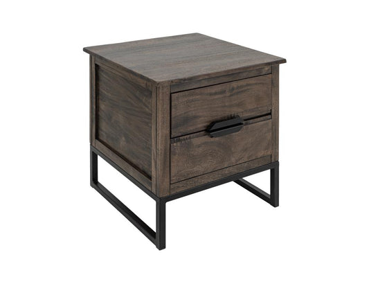 2 Drawer End Table | Dark Mita Transitional Wood & Metal Design
