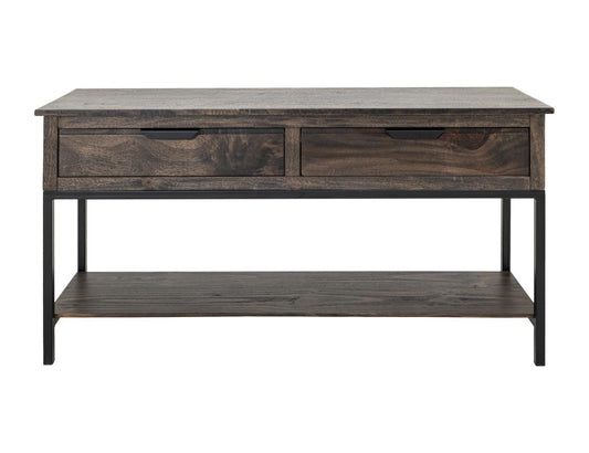 Dark Mita 2 Drawer Sofa Table - Transitional Wood & Metal Design