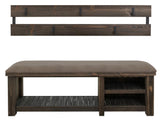 Dutton Collection Pine Wood Coat Rack & Bench - Dark Rustic Hall Tree