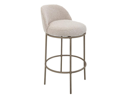 Barstool 30" - Ivory Upholstered Modern Bar Stool with Metal Base