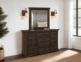 6 Drawer & 2 Door Solid Wood Dresser with Deep Brown Lacquer Finish