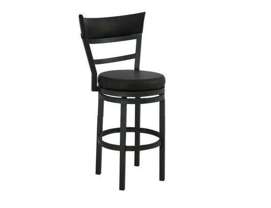 Gray II 24" Upholstered Barstool | Modern Black Faux Leather