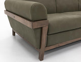 Mezquite Mid-Century Sofa with Wooden Frame | Green Faux Leather