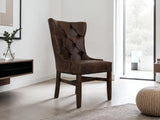 Terra Upholstered Chair - Faux Leather Tufted Design