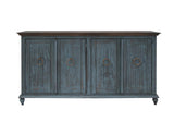 4 Doors Capri Console Table - Rustic Hand-Distressed Wood