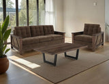 Walnut Wooden Frame Upholstered Sofa | Modern Rustic Design