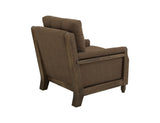 Wooden Frame Armchair - Xel-Ha II Tufted Brown Fabric Chair