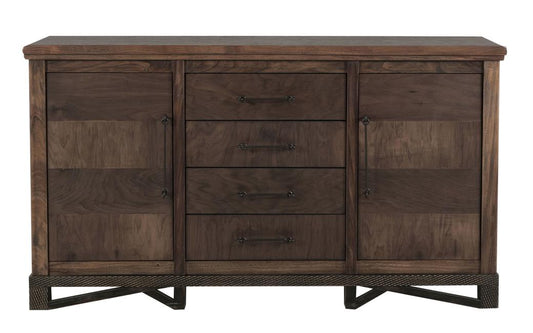 4 Drawer 2 Door Parota Wood Console | Walnut Collection