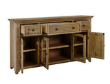 3 Drawer 4 Door Console - Farmhouse Style Solid Pine Wood