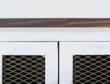 2 Metal Mesh Doors End Table | Pueblo White Rustic Pine