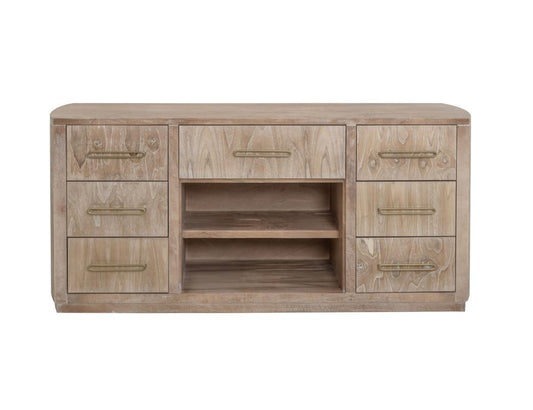 7 Drawer White Balam Console - Handcrafted Mango & Teak Wood