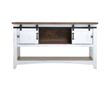 Pueblo White Sliding Door Sofa Table - Solid Pine Rustic