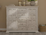7 Drawer 2 Door Mule Chest - White Distressed Pine Wood