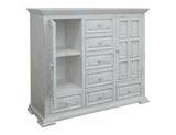 7 Drawer 2 Door Mule Chest - White Distressed Pine Wood