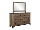 6 Drawer Dresser - Solid Pine Wood Antique Rustic Style