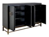 Ebano 4 Door Console - Black & Gold Stone Top Modern Deco