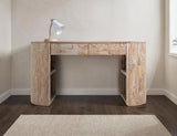 2 Drawer White Balam Mango & Teak Wood Desk - Modern Office