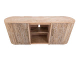 80 Inch TV Stand 2 Door White Balam Mango Wood Fireplace