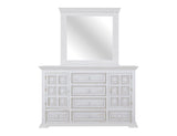 6 Drawer 2 Door Dresser White Solid Pine Wood Transitional Design