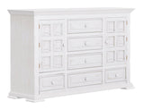 6 Drawer 2 Door Dresser White Solid Pine Wood Transitional Design