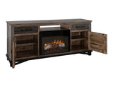 Loft Brown 70" Fireplace TV Stand - Pine Wood & Iron Hardware