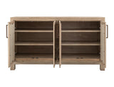 Solara 4 Door Console - White Lacquer Melina Wood with Yucca Fiber