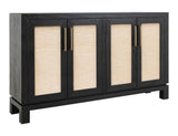 Solara 4 Door Console - Black Lacquer Melina Wood with Yucca Fiber