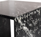 Lucca End Table - Handcrafted Marble Elegance with Art Deco Design and Fluted Base for Luxe Living