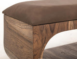 Upholstered Seat Bench with Storage - Balam Mango Wood Bench