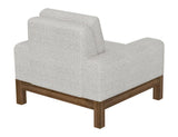 Modern Wooden Frame Armchair | Premium Fabric & Exposed Wood Design