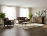 Wooden Frame Armchair - Xel-Ha II Tufted Brown Fabric Chair