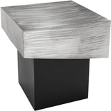 Palladium Iron Contemporary End Table - Luxe Matte Black Base with Textured Metallic Finish Design