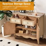 Farmhouse Storage Cabinet with Carved Flowers
