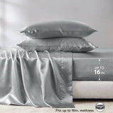 Luxury Satin 6-Piece Sheet Set, Dark Grey