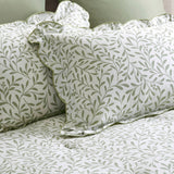 5 Piece Scalloped Edged Botanical Comforter Set, Sage Green