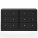 3 Drawer Nightstand, Large Bedside Table with Golden Round
