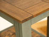 Timber Chairside Table - Green Lacquer Wood with Drawer & Shelf