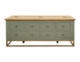 8 Drawer Hinged Top Cocktail Table | Green Timber Occasional Table