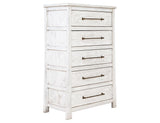 White Roots 5 Drawer Chest | Rustic Mango Wood Farmhouse Dresser