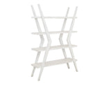 4 Shelf X-Shaped Étagère Bookcase | White Moka Mango Wood