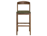 Silver Barstool 30" - Olive Green Upholstered Bar Stool