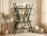 4-Shelf X-Shaped Étagère Moka Bookcase - Mango Wood Storage