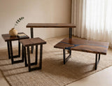 Zaphiro Chairside Table - Live-Edge Melina Wood with Metal Base